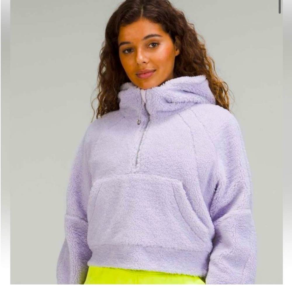 Like New, Lululemon Cropped Sherpa Scuba Half-Zip Hoodie, Size M/L
